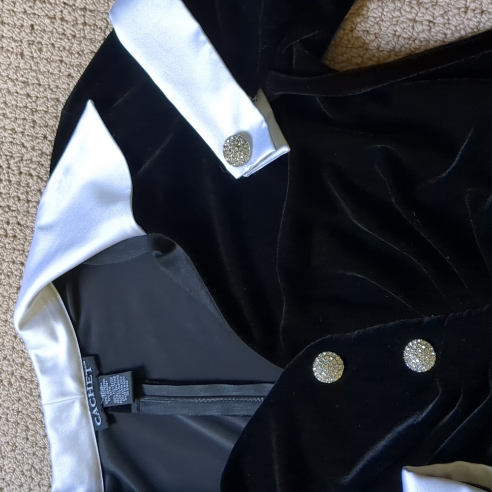CACHET VTG Velvet Satin Rhinestone Formal Top Blouse - Picture 10 of 11